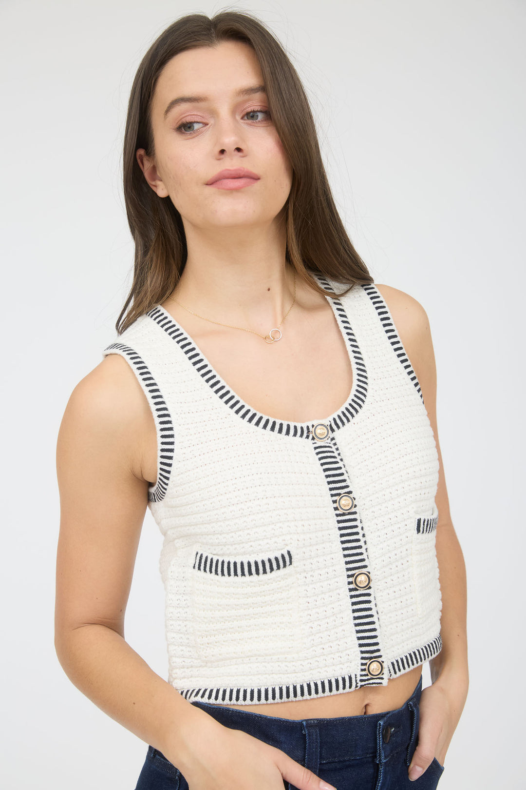 Chaleco Premium Coco – Striped Trim