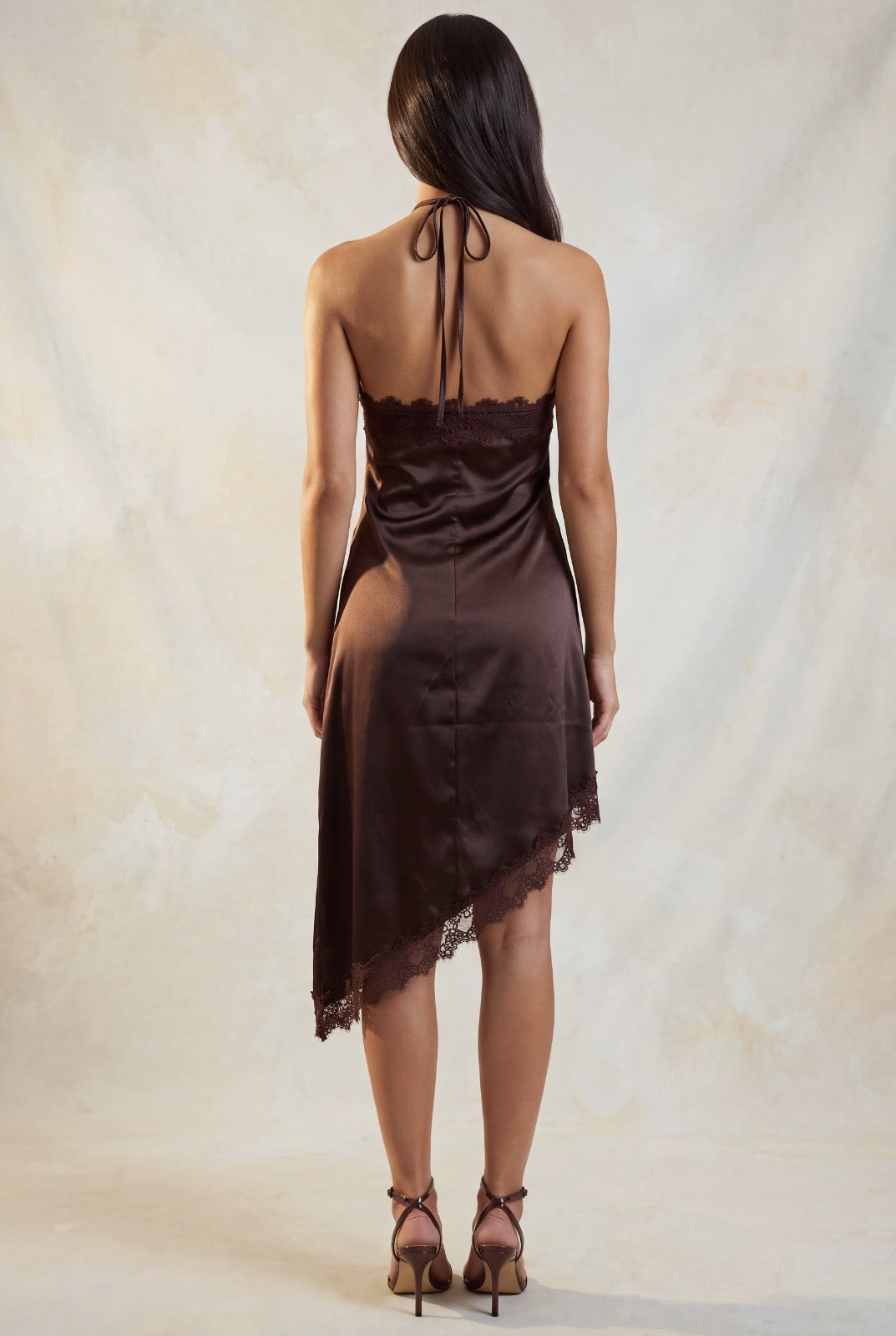 Vestido Midi Satinado Encaje Verona