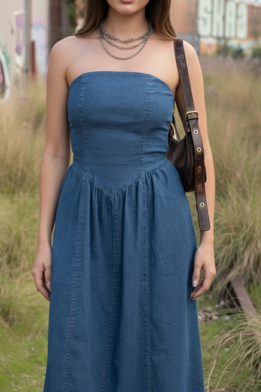 Vestido Halter Largo Golden Muse