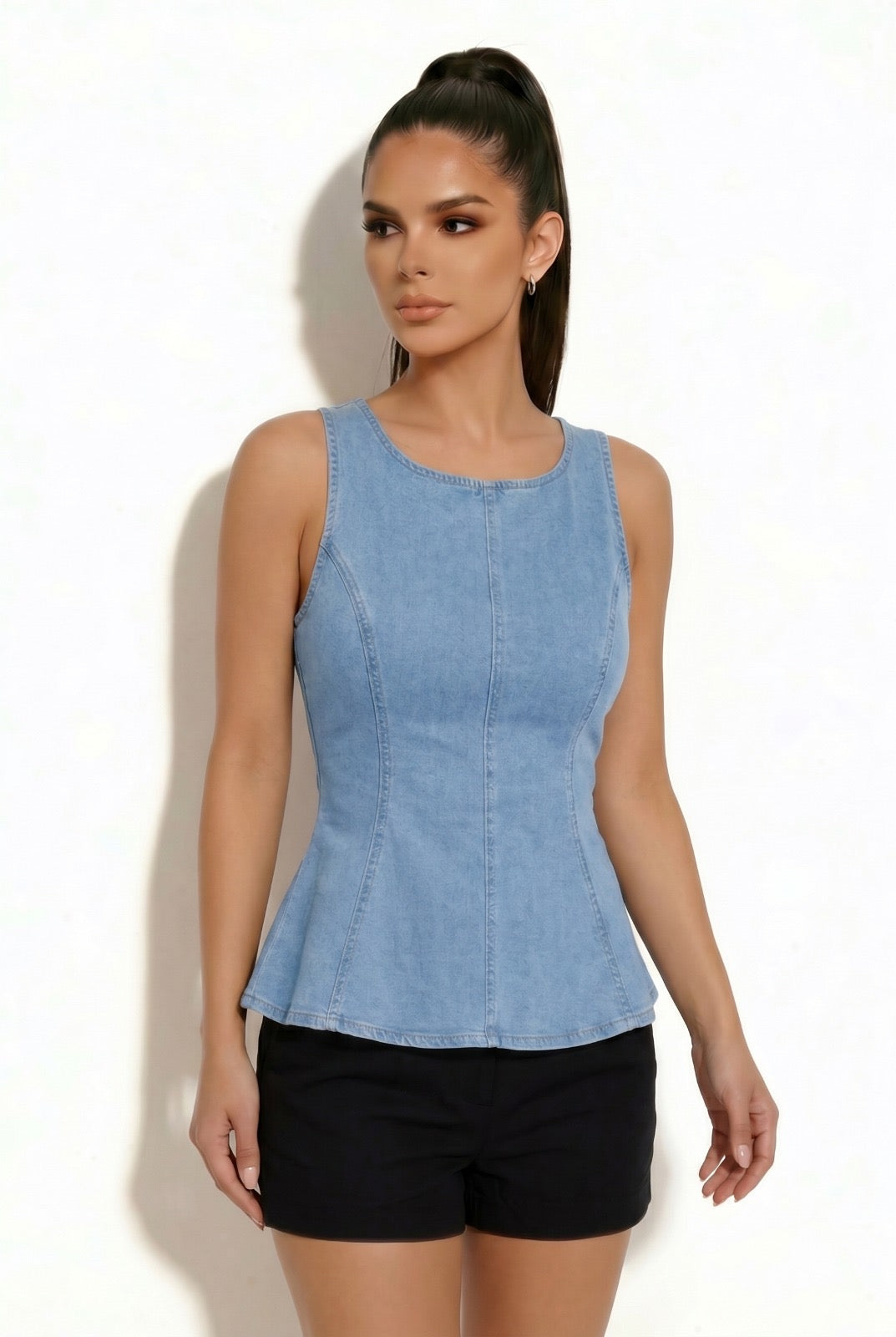 Blusa Denim Peplum Valentina