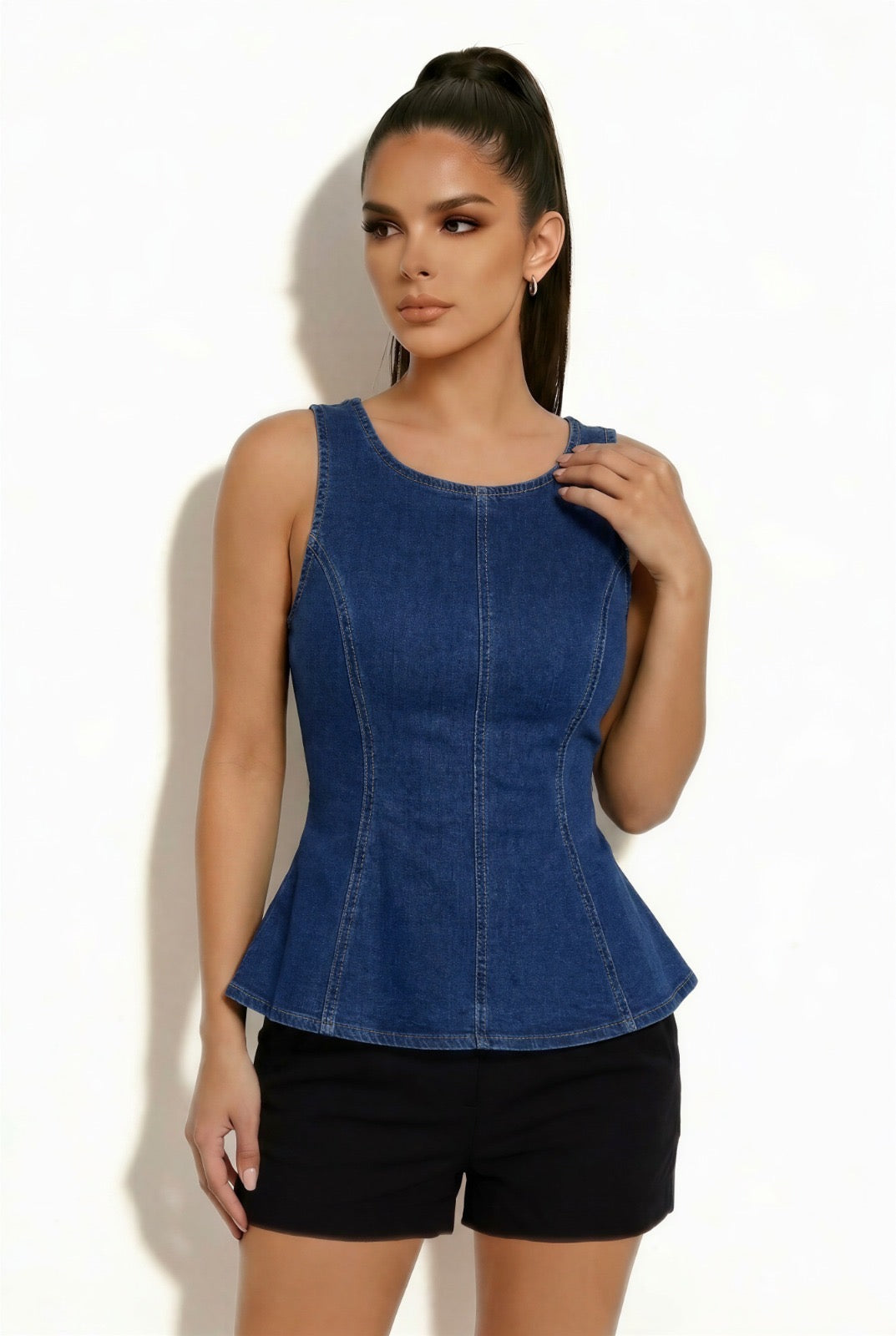 Blusa Denim Peplum Valentina