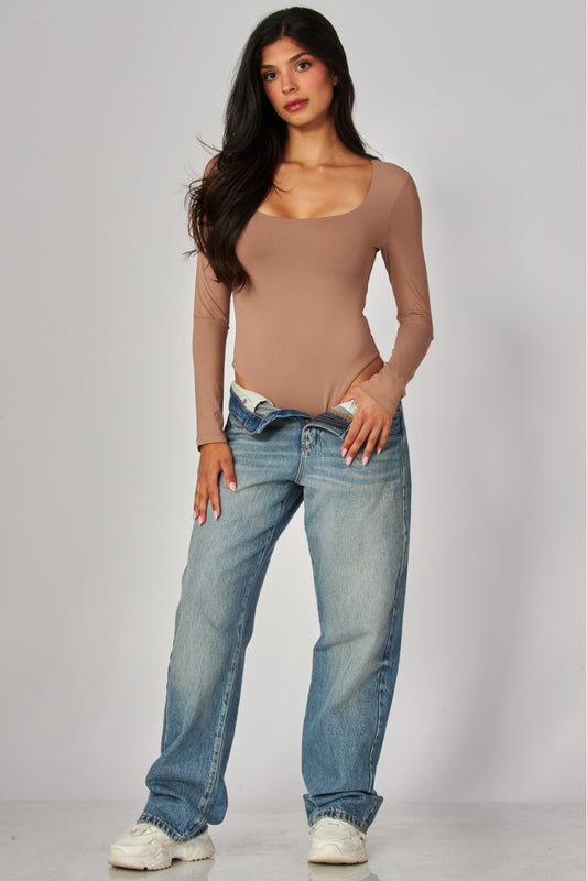 Body Escote Cuadrado Manga Larga Fit Perfecto