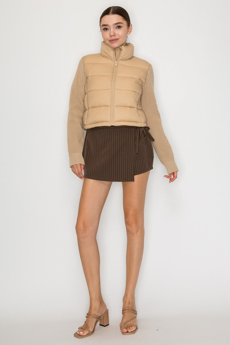 Chamarra Puffer Knit Cropped