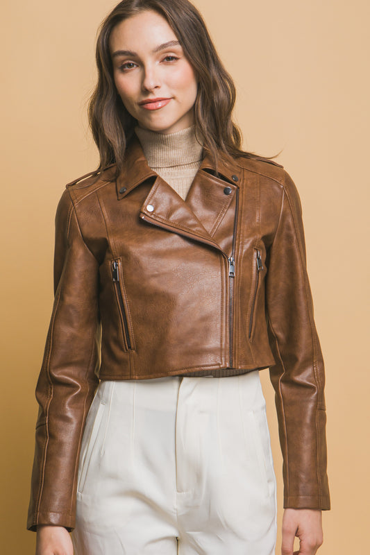 Chamarra Moto Classic Cropped