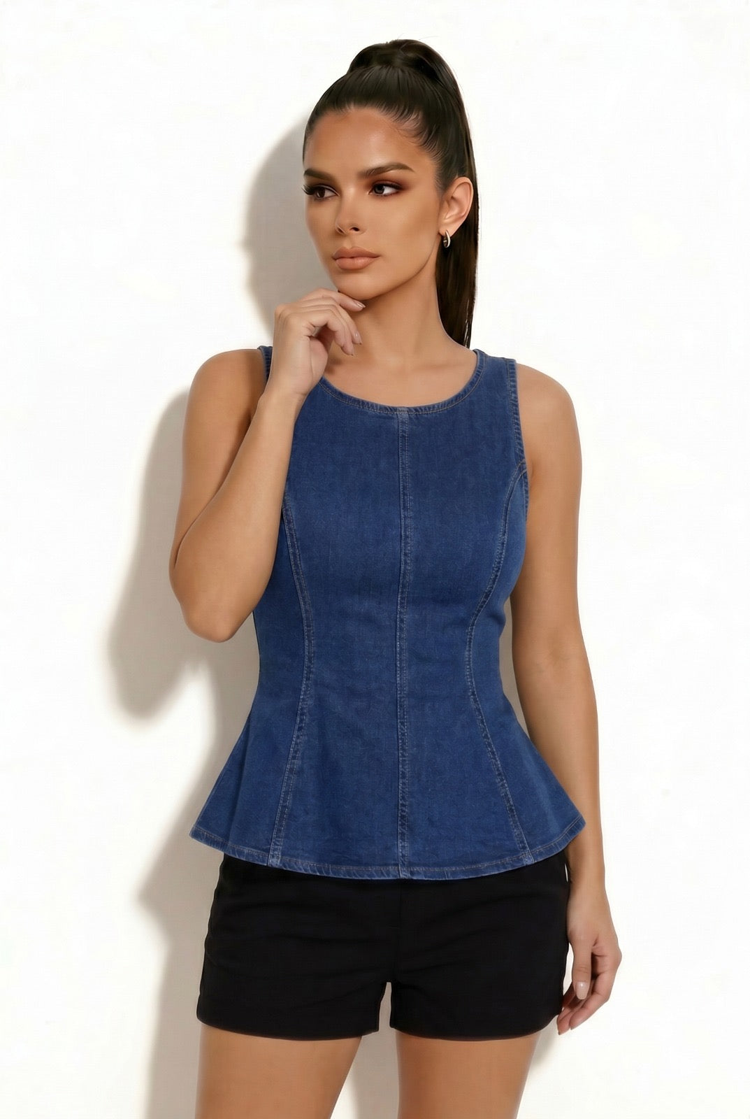 Blusa Denim Peplum Valentina
