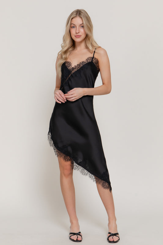 Vestido Satin Lace Noir