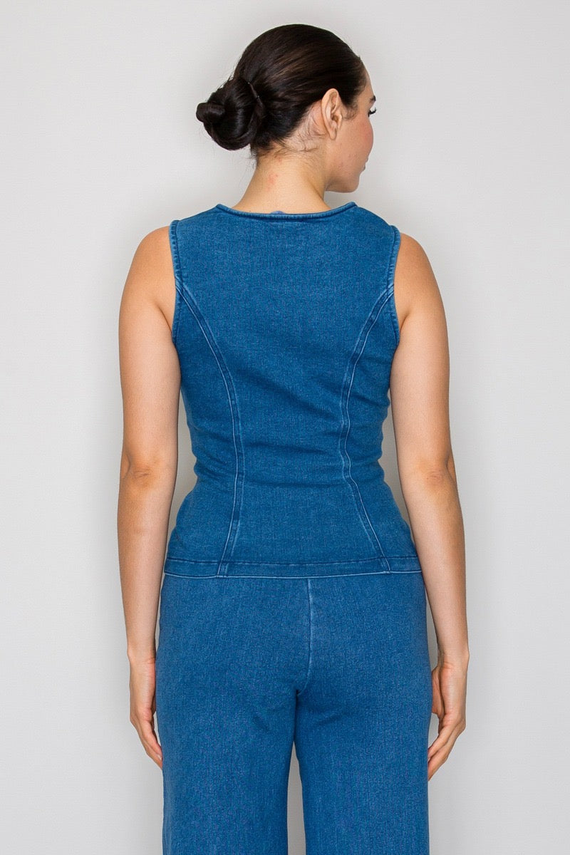 Denim Wrap Vest Top