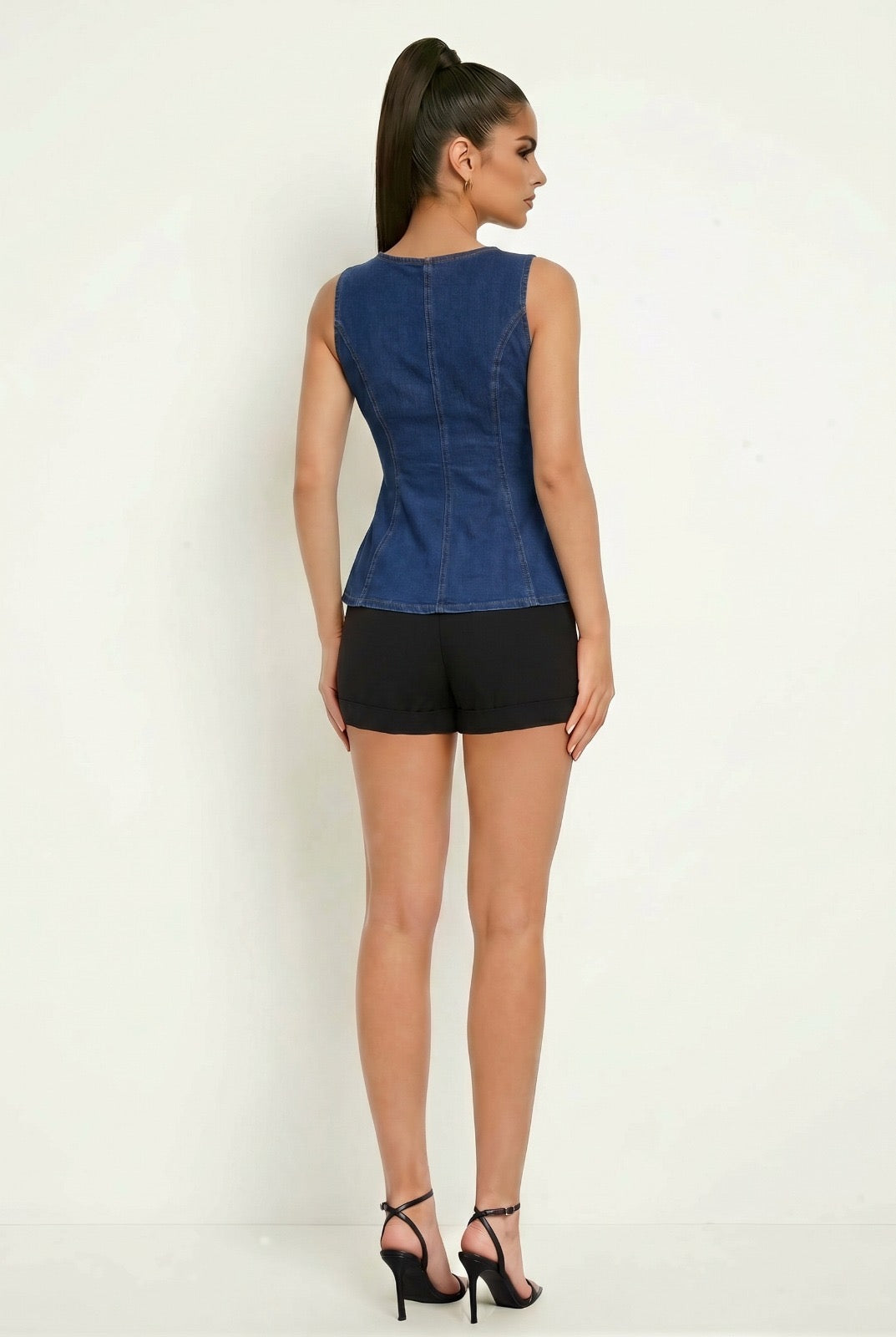 Blusa Denim Peplum Valentina