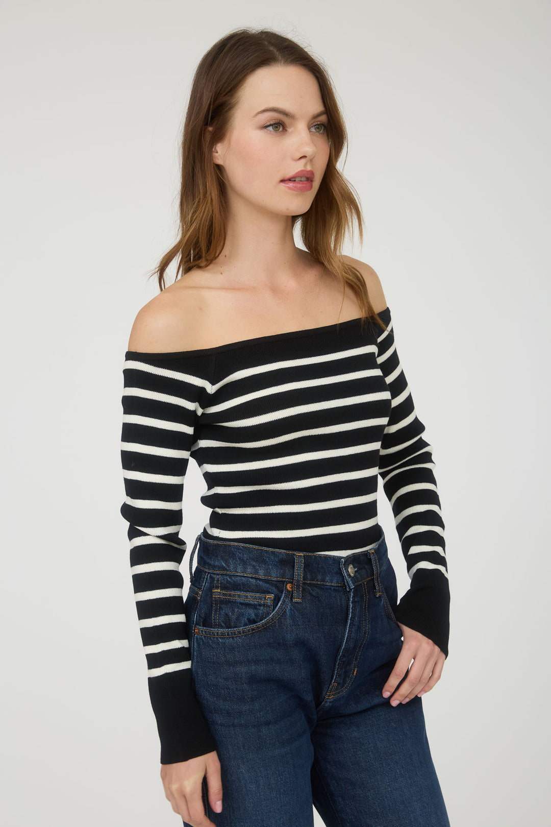 Suéter Off-Shoulder Rayas París