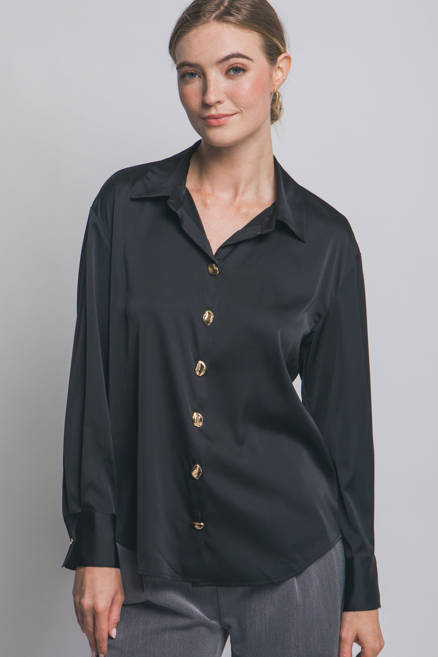 Satin Button Luxe Shirt