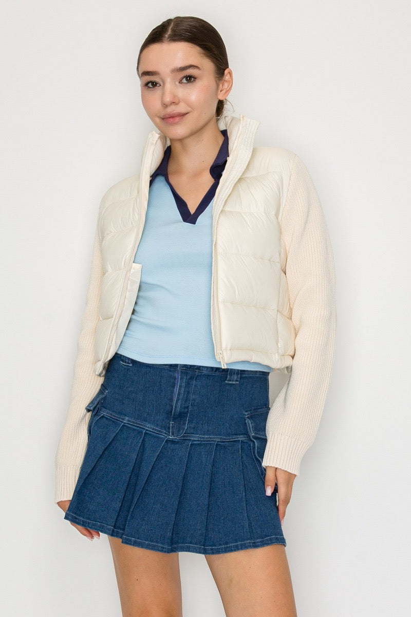 Chamarra Puffer Knit Cropped