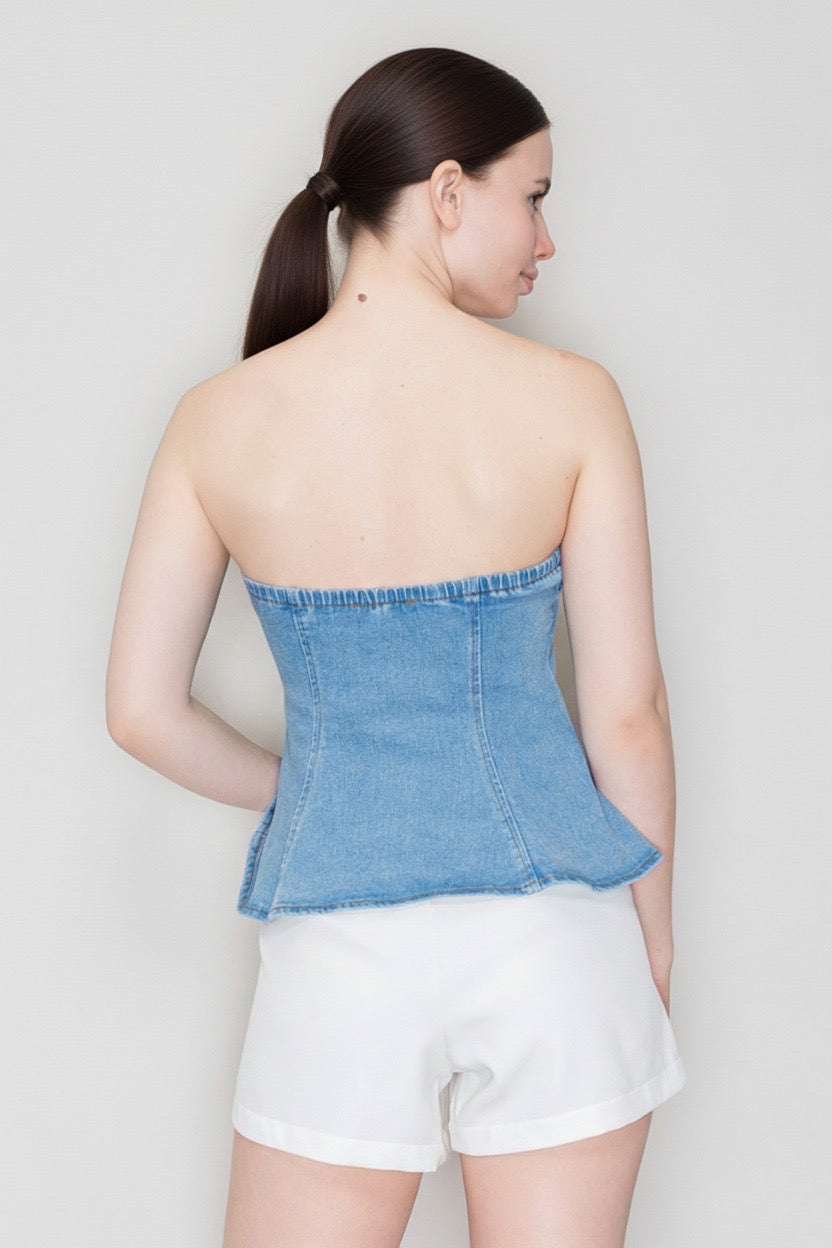 Bustier Denim Peplum Urban Muse