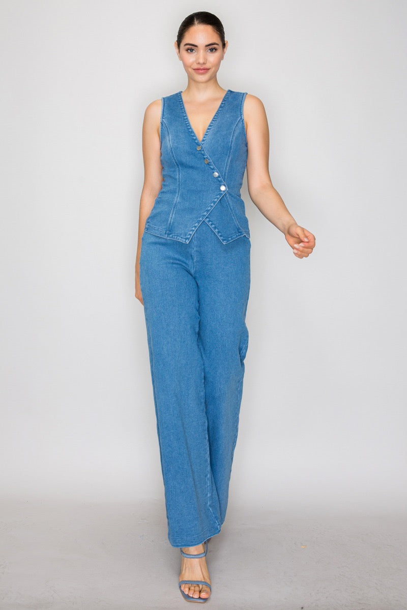 Denim Wrap Vest Top