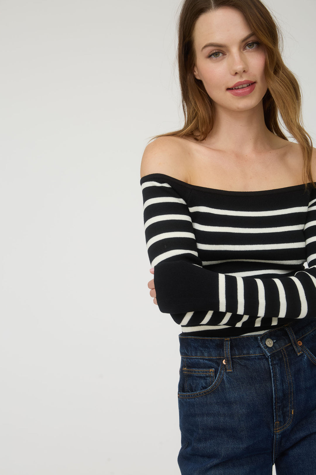 Suéter Off-Shoulder Rayas París