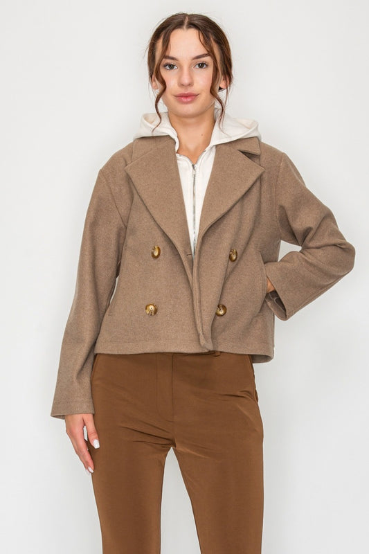 Abrigo Cropped con Sudadera Integrada