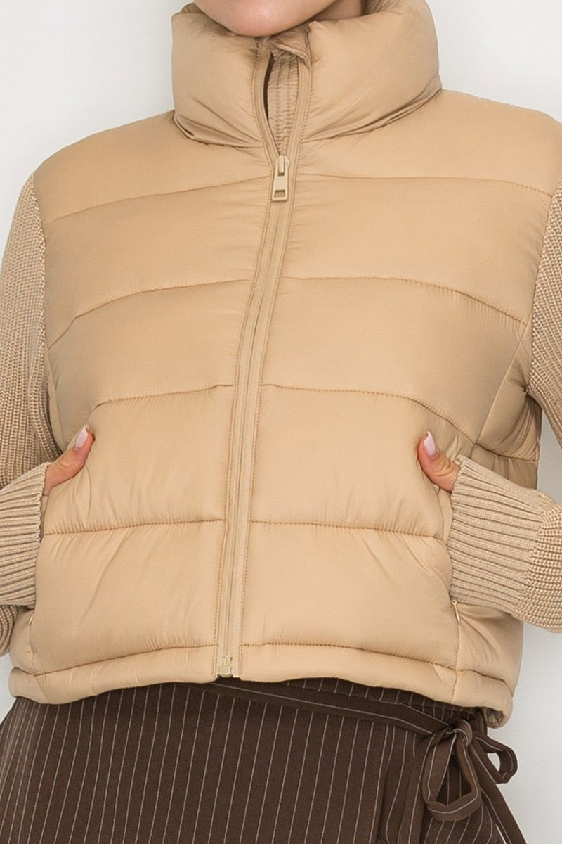 Chamarra Puffer Knit Cropped