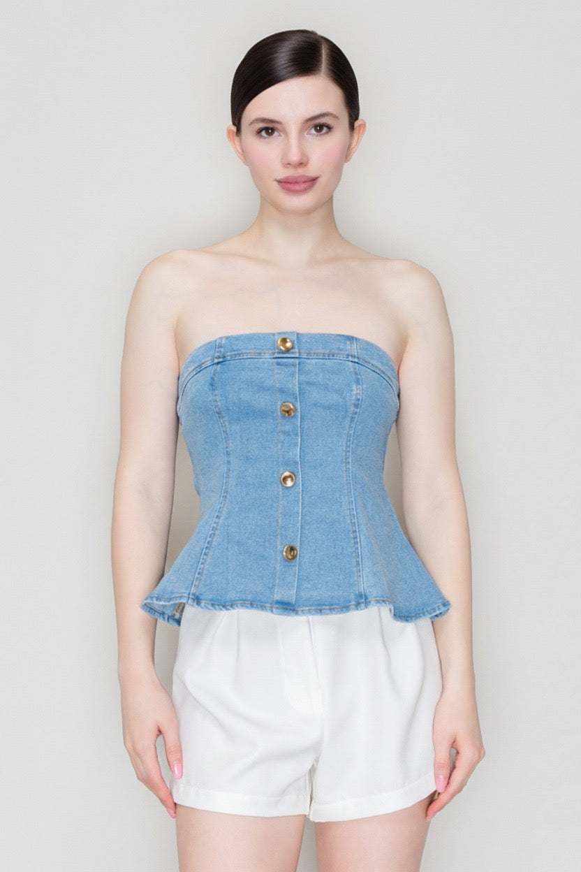 Bustier Denim Peplum Urban Muse