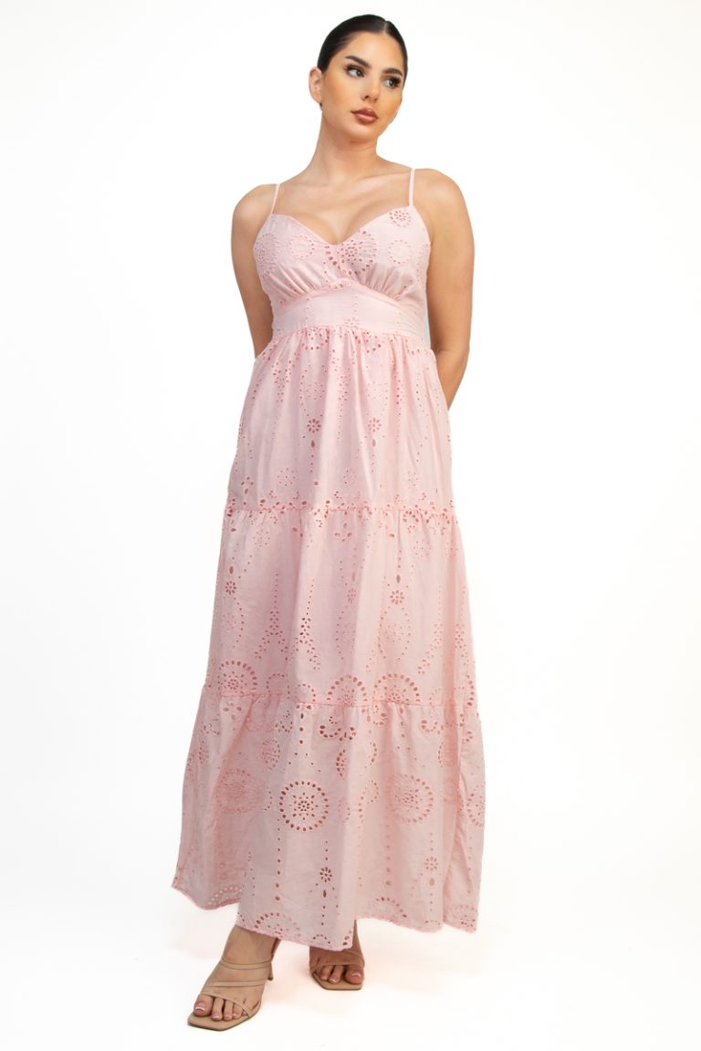 Vestido Largo Bordado Blush Romance