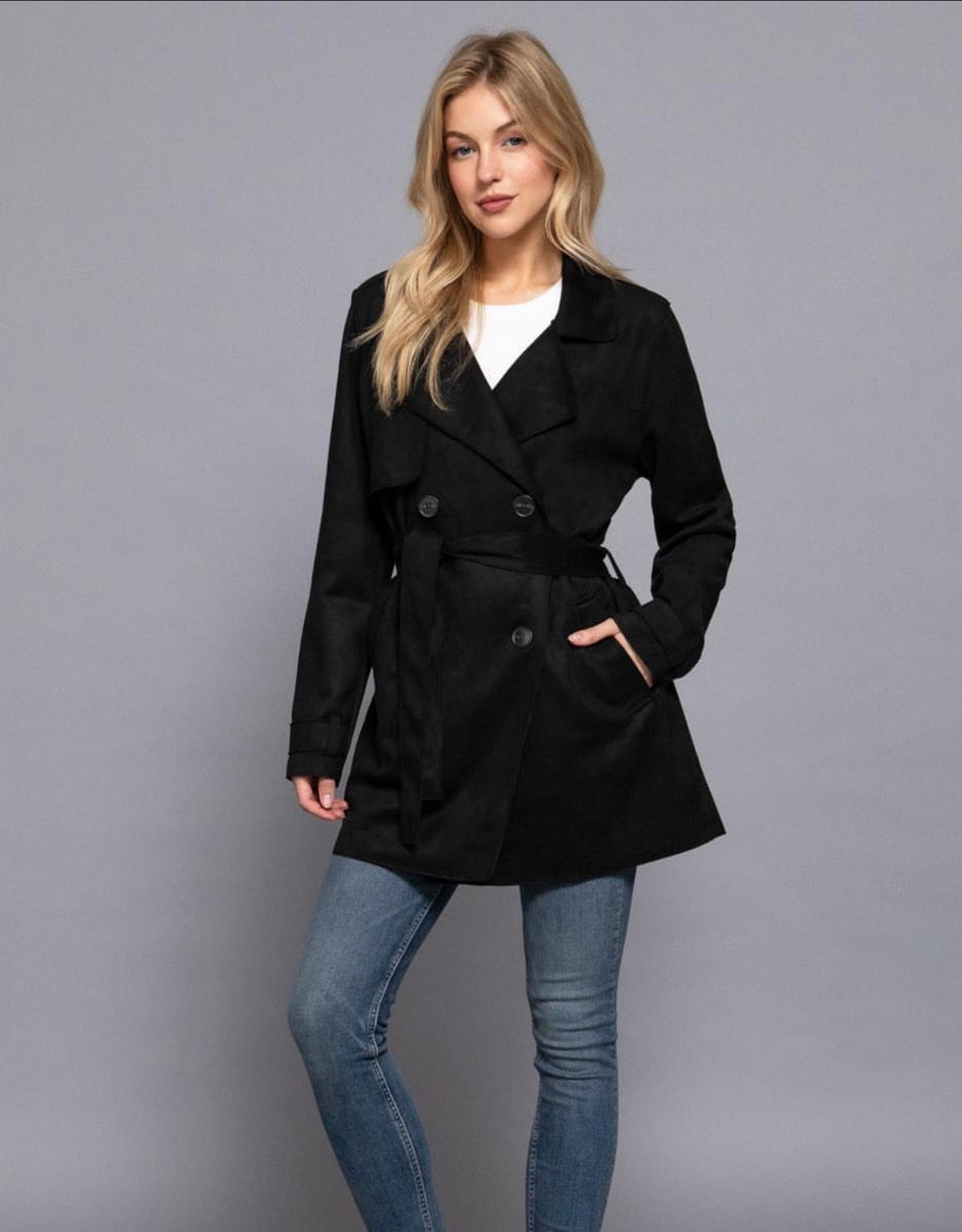 Gabardina Corta Doble Botón