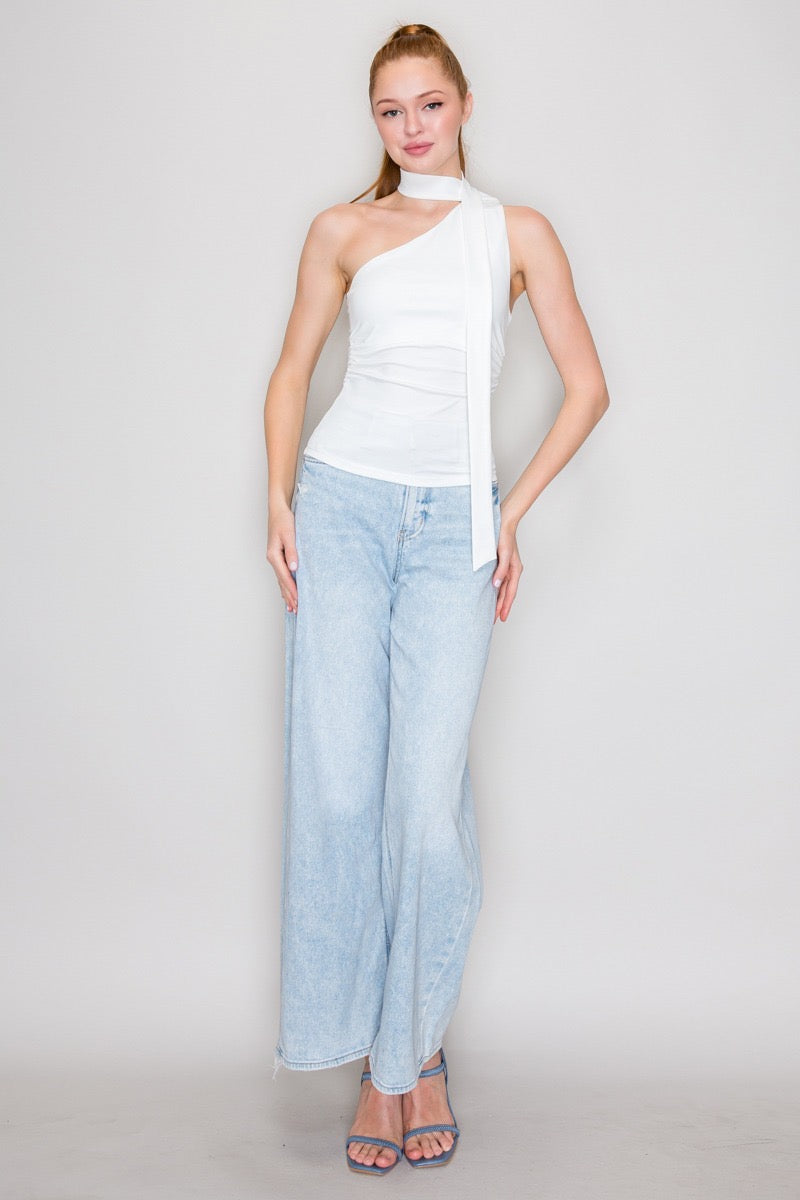 One Shoulder Scarf Top