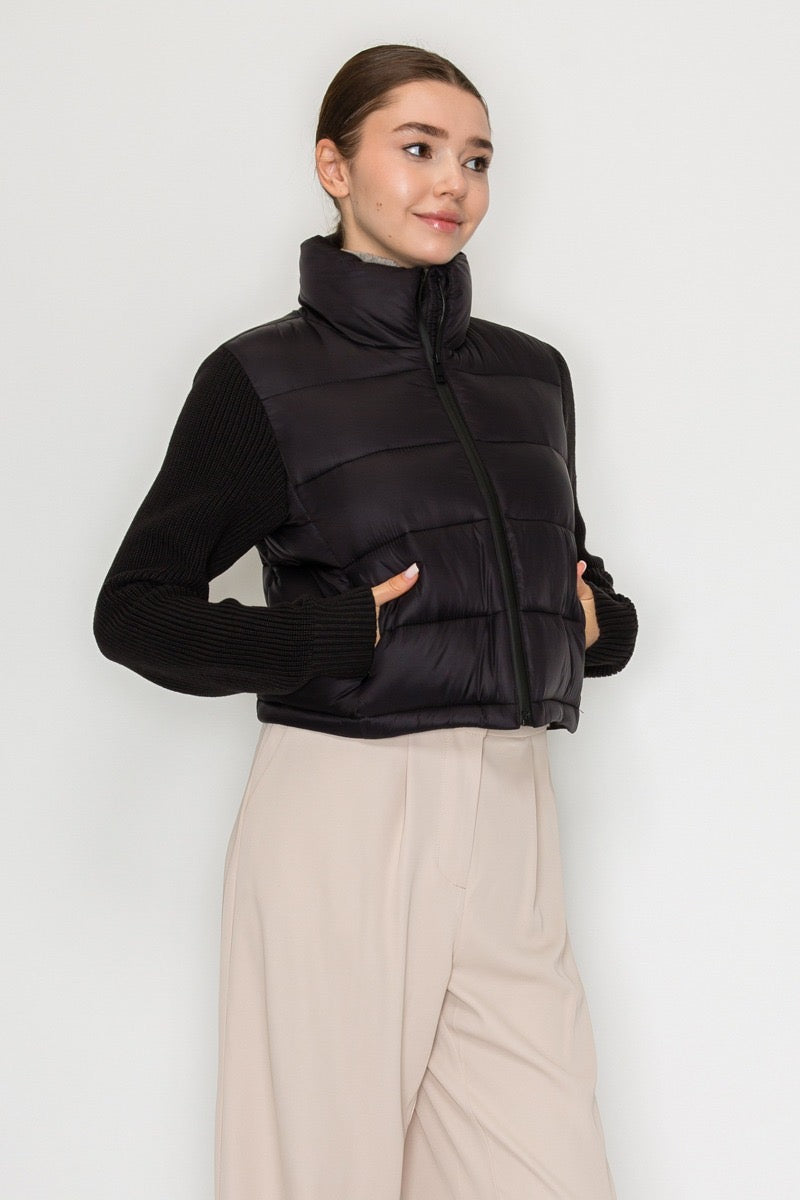 Chamarra Puffer Knit Cropped