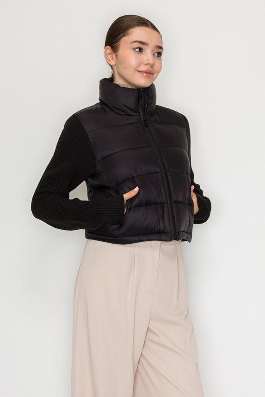 Chamarra Puffer Knit Cropped