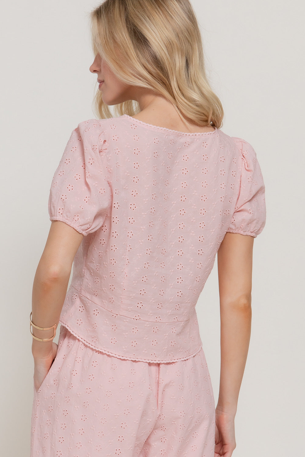 Eyelet Tie Front Top