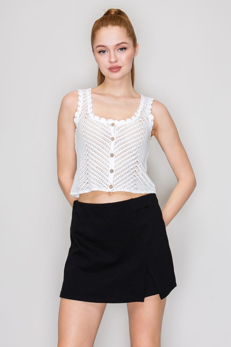 Blusa Crochet Buttons Crop