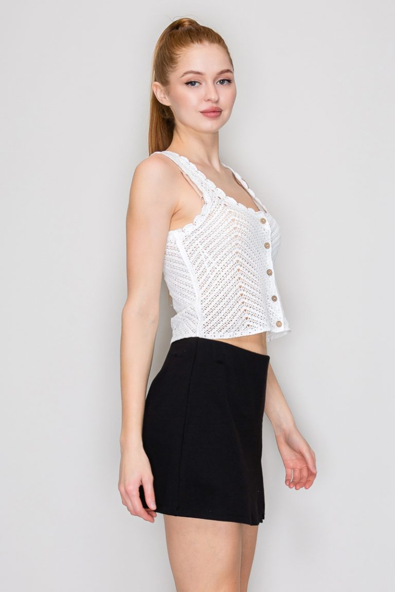 Blusa Crochet Buttons Crop