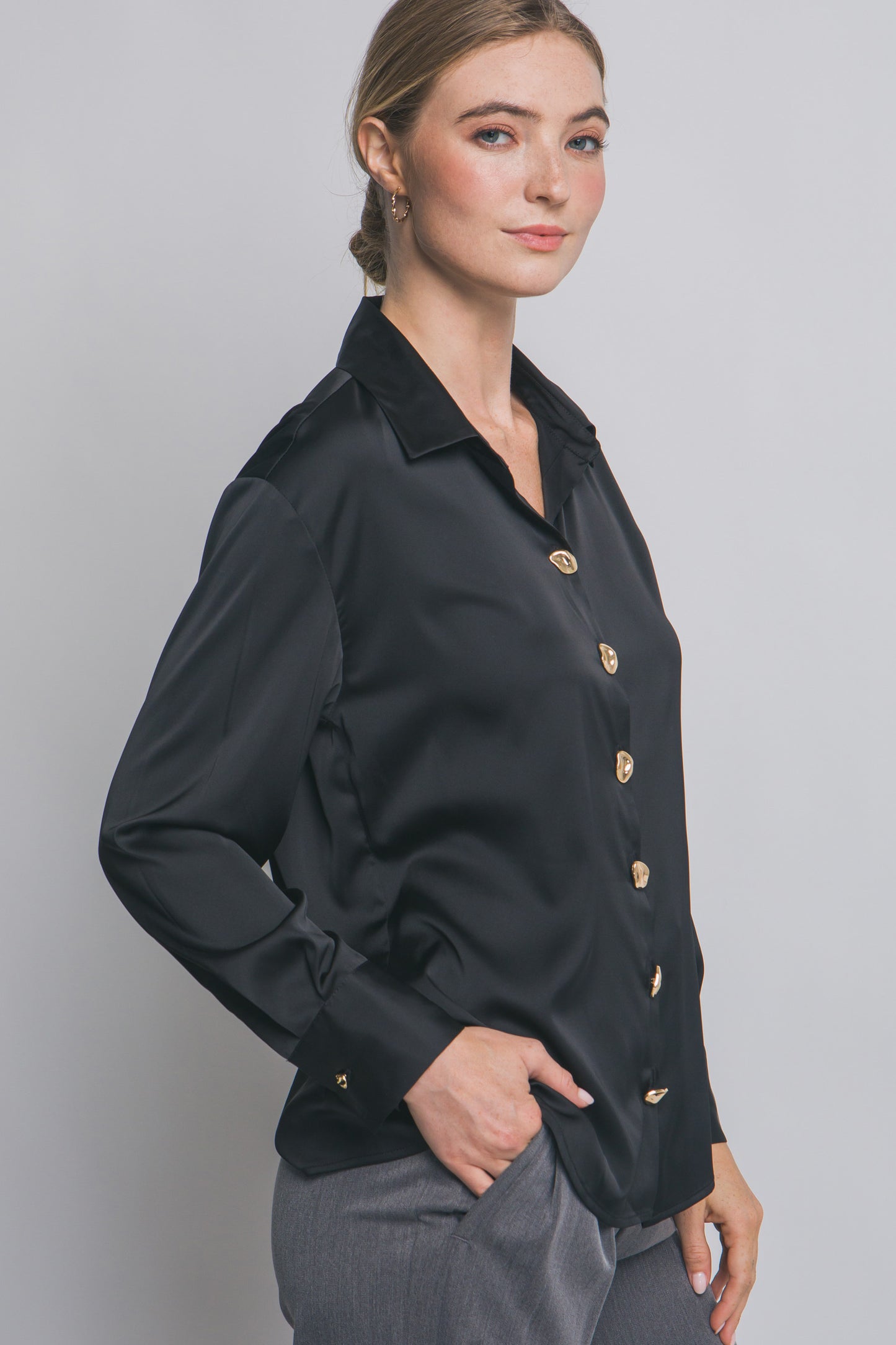 Satin Button Luxe Shirt