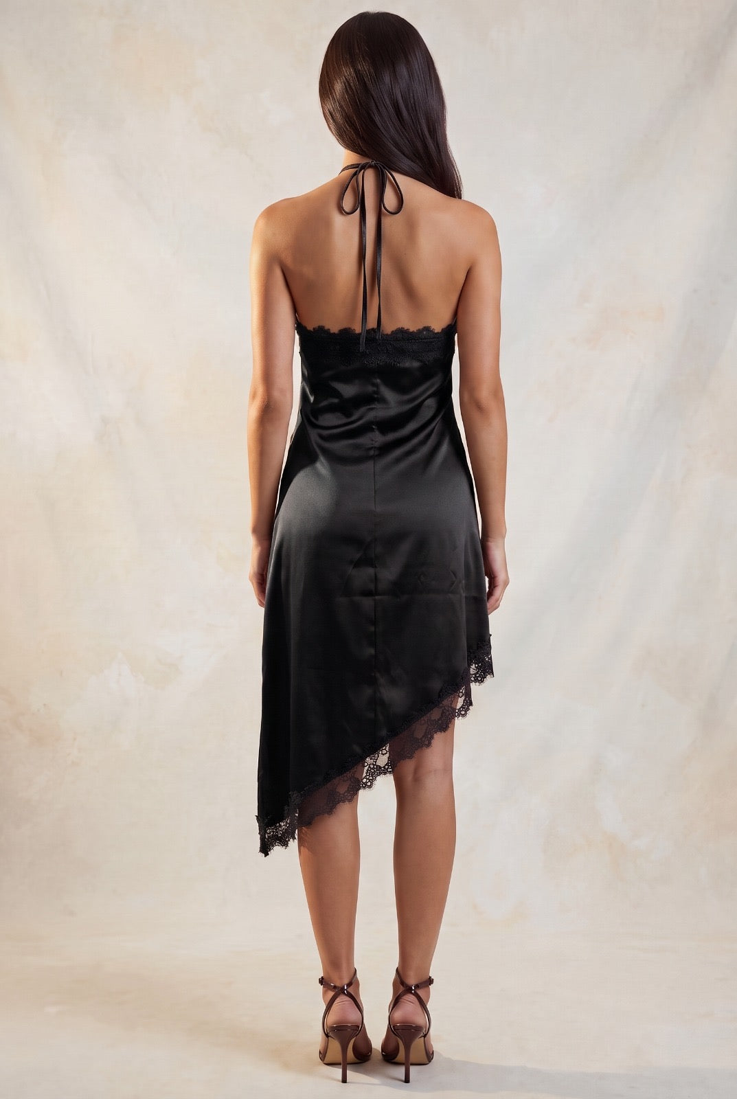 Vestido Midi Satinado Encaje Verona