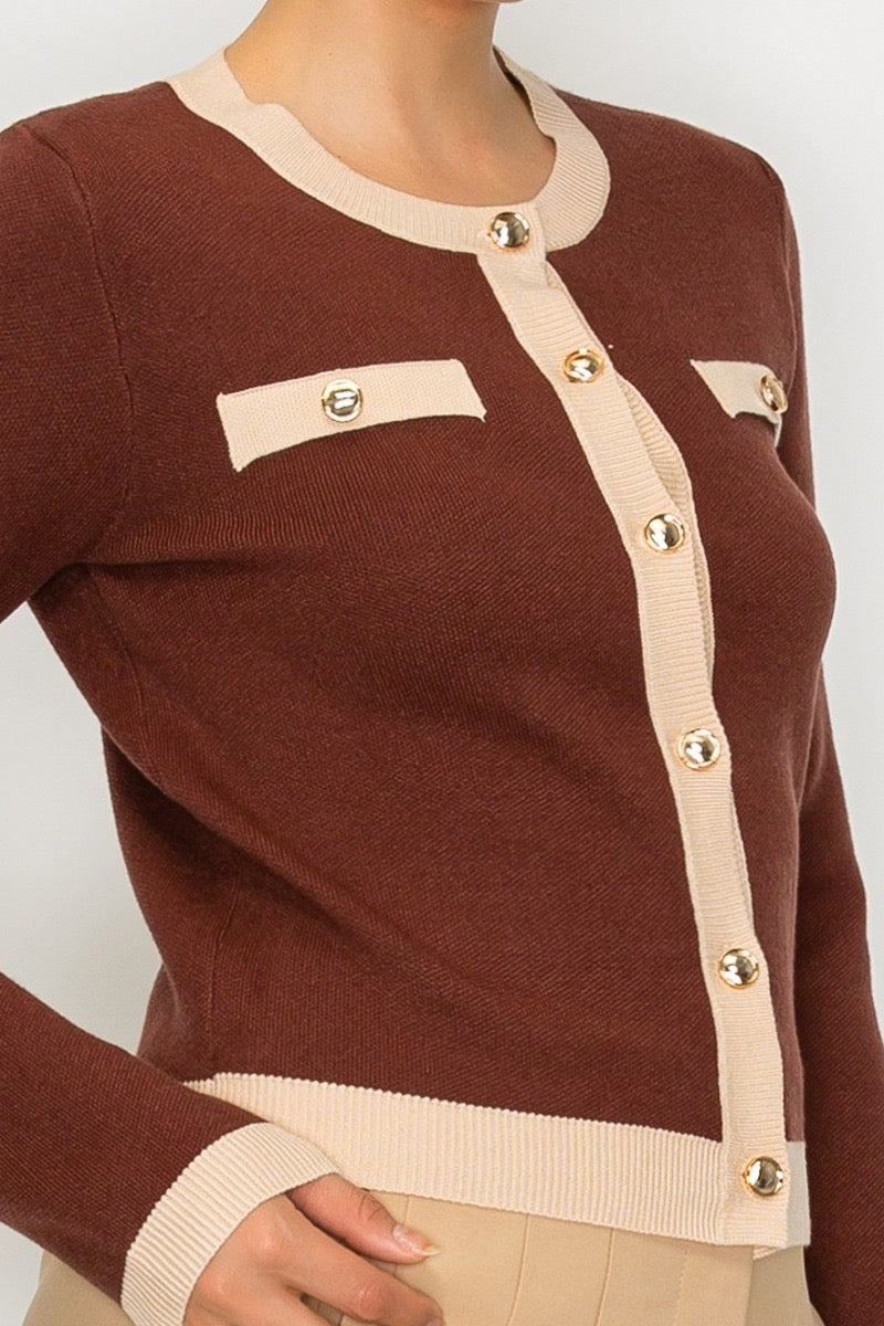 Cardigan Parisian Luxe – Botón Dorado