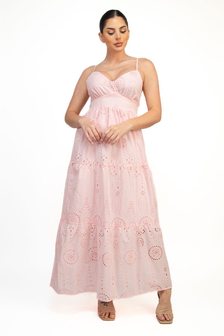 Vestido Largo Bordado Blush Romance