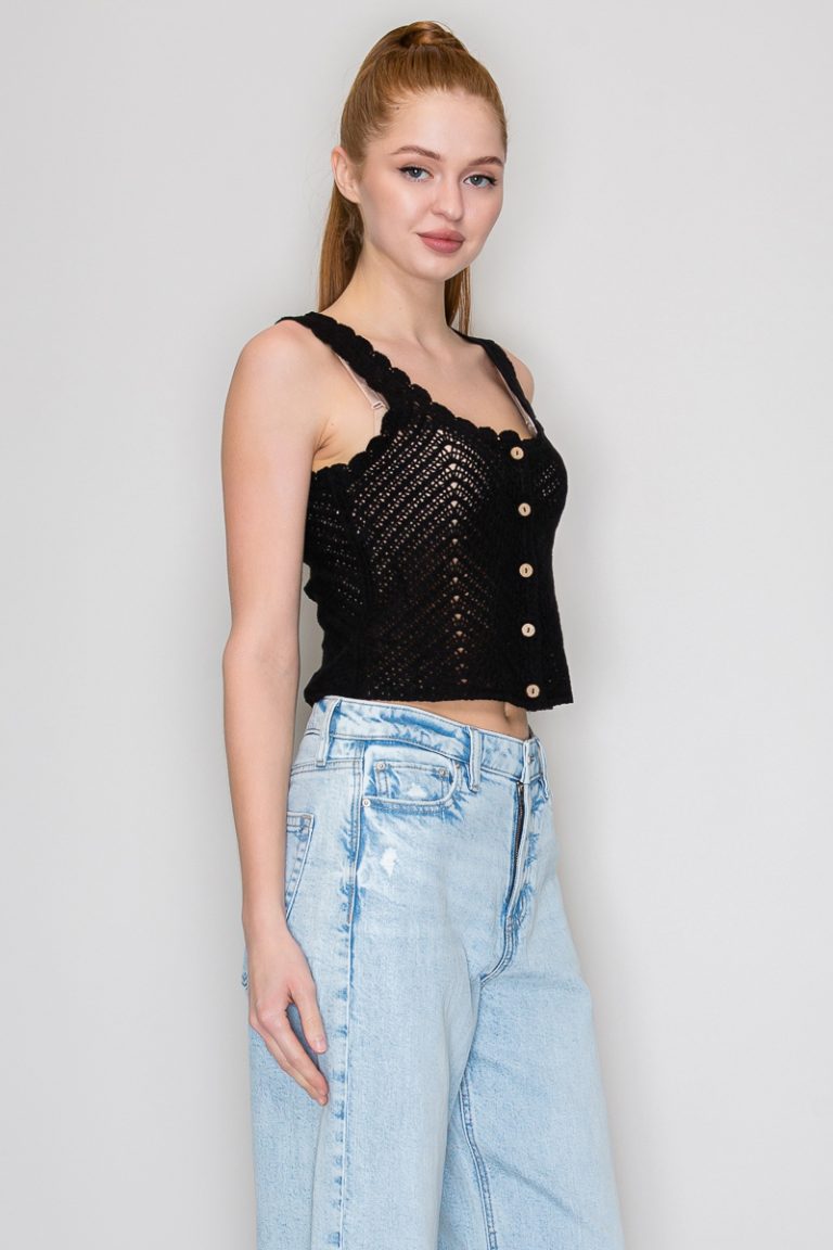 Blusa Crochet Buttons Crop