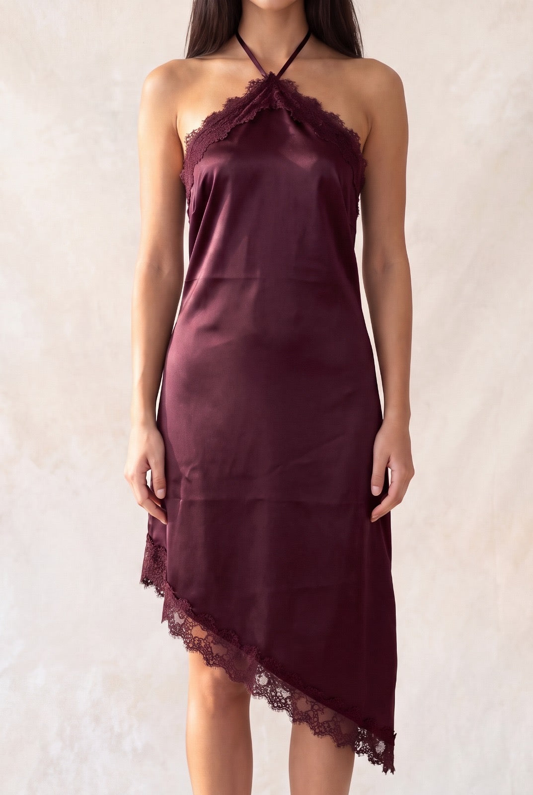 Vestido Midi Satinado Encaje Verona