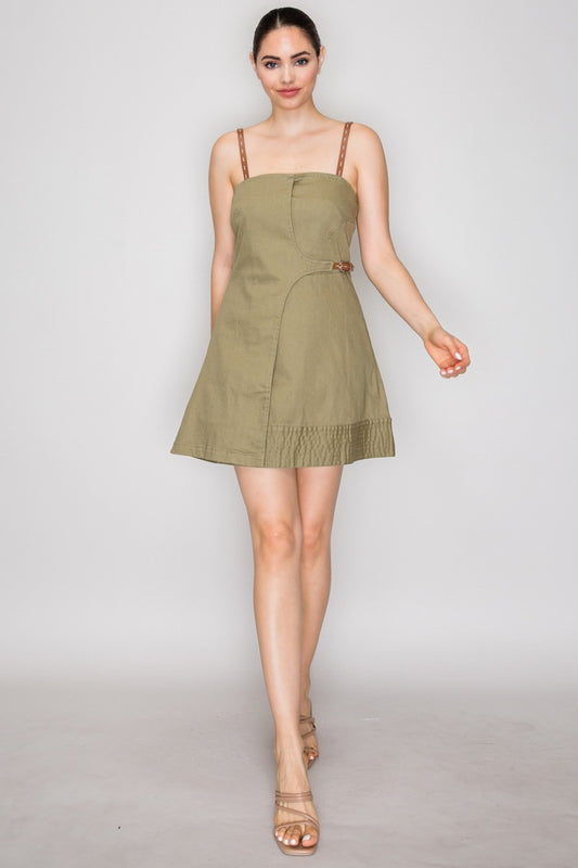 Vestido Mini Linen Belt Soft Elegance