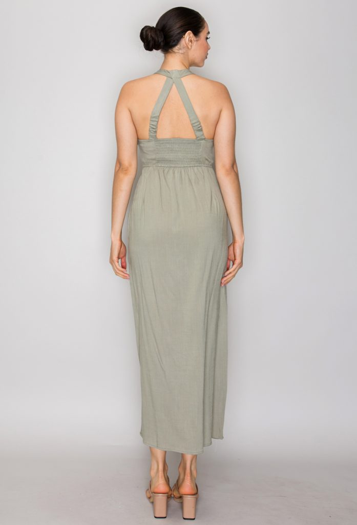 Vestido Halter Largo Golden Muse