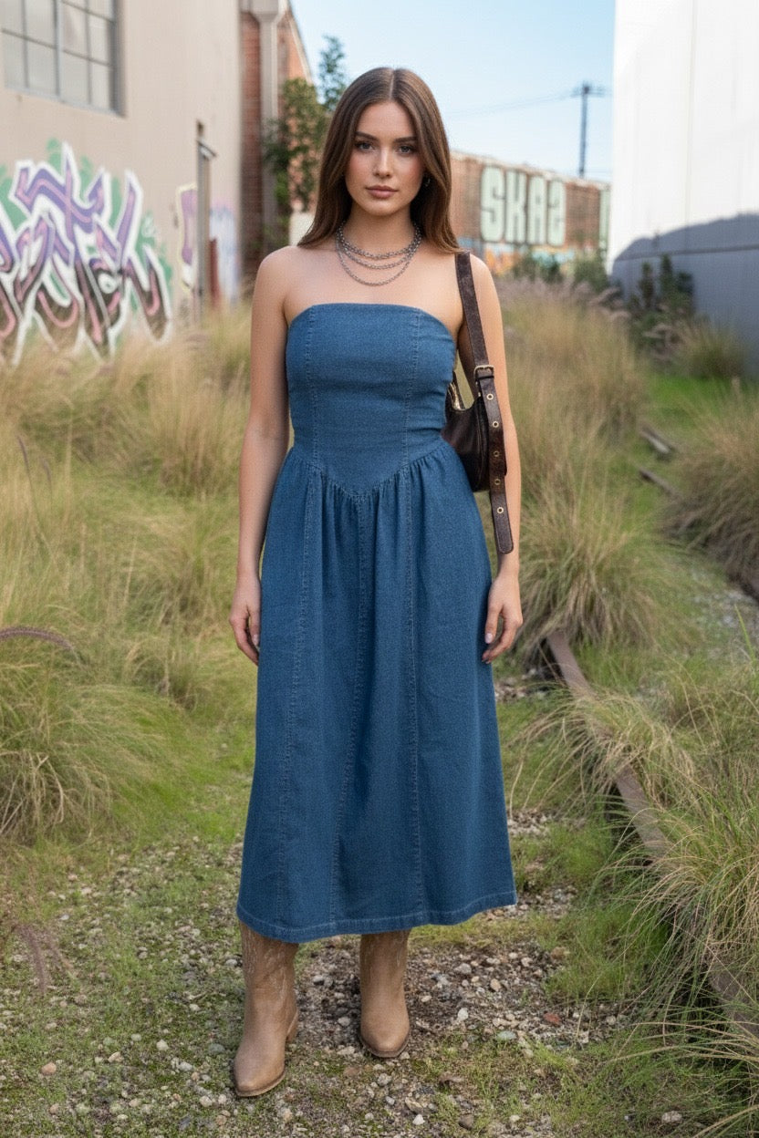Vestido Halter Largo Golden Muse