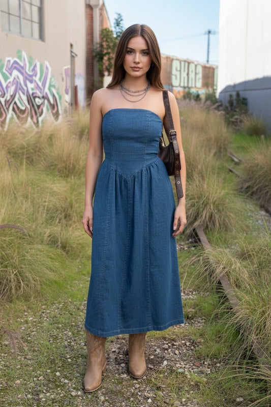 Vestido Halter Largo Golden Muse