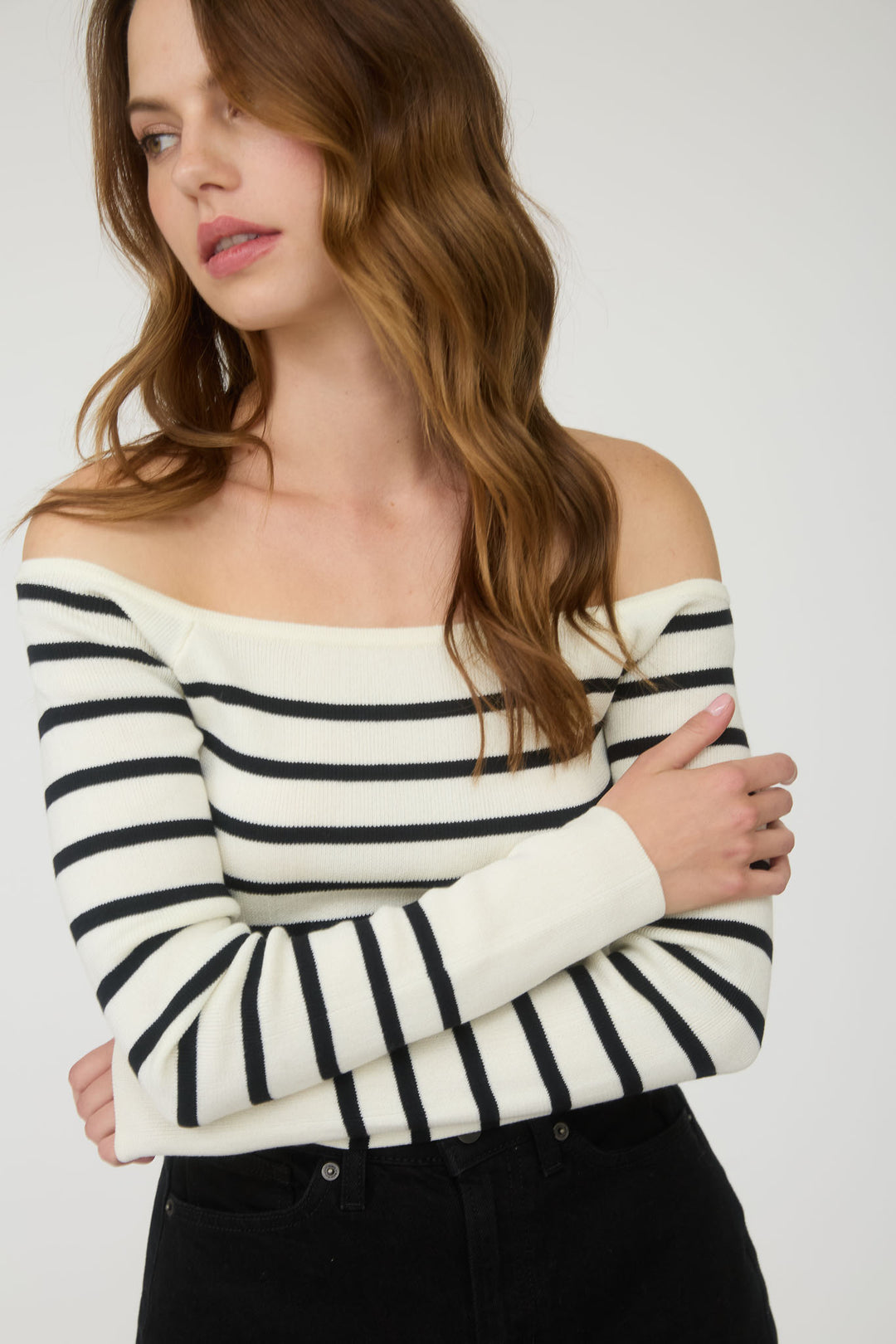 Suéter Off-Shoulder Rayas París