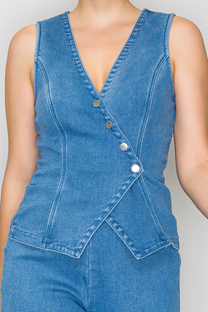Denim Wrap Vest Top