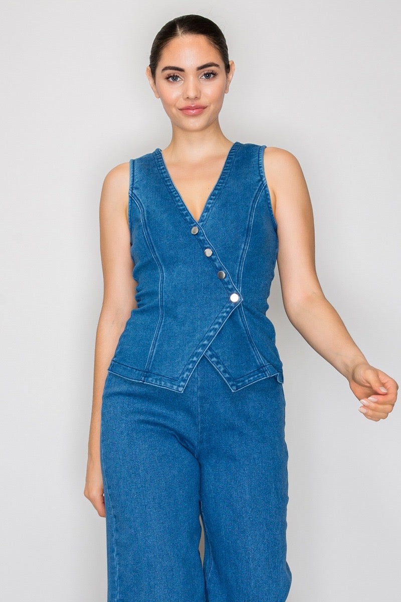Denim Wrap Vest Top
