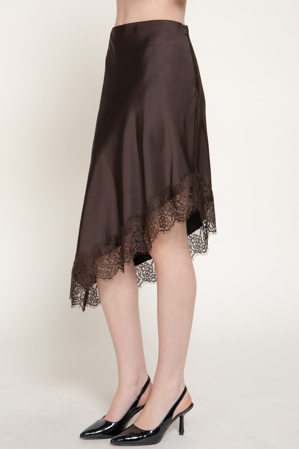 Falda Satin Midi Celeste