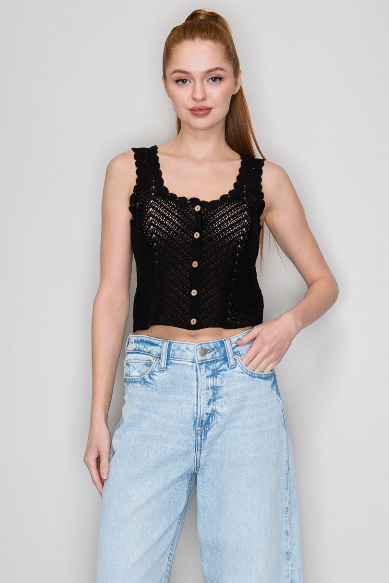 Blusa Crochet Buttons Crop
