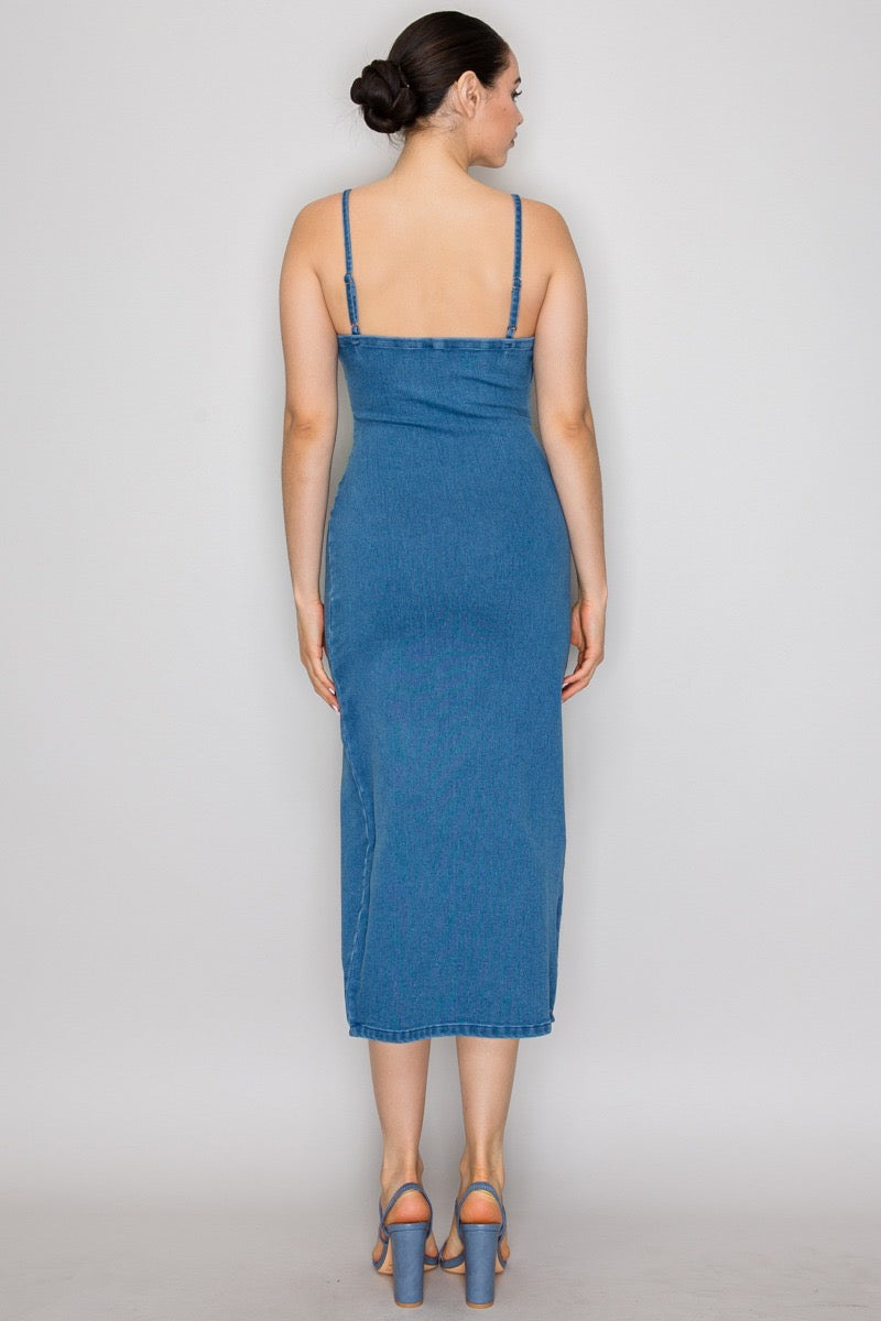 Vestido Denim Sculpt Midi