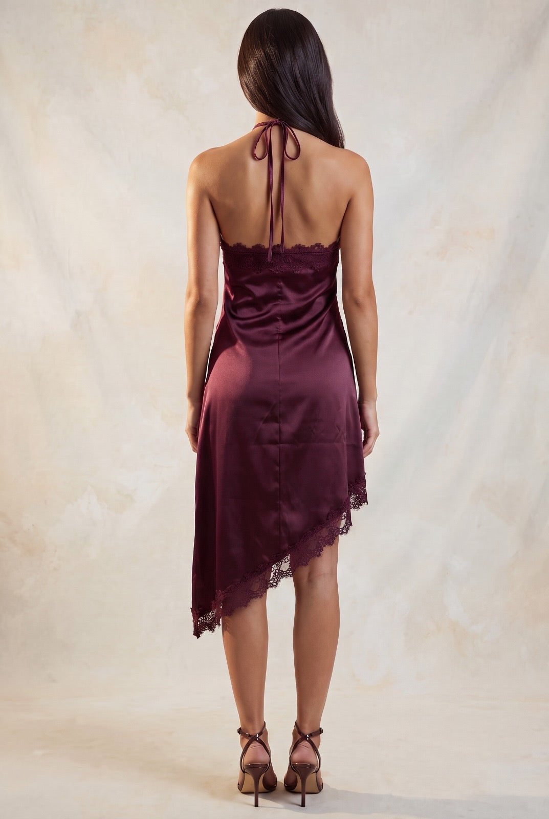 Vestido Midi Satinado Encaje Verona