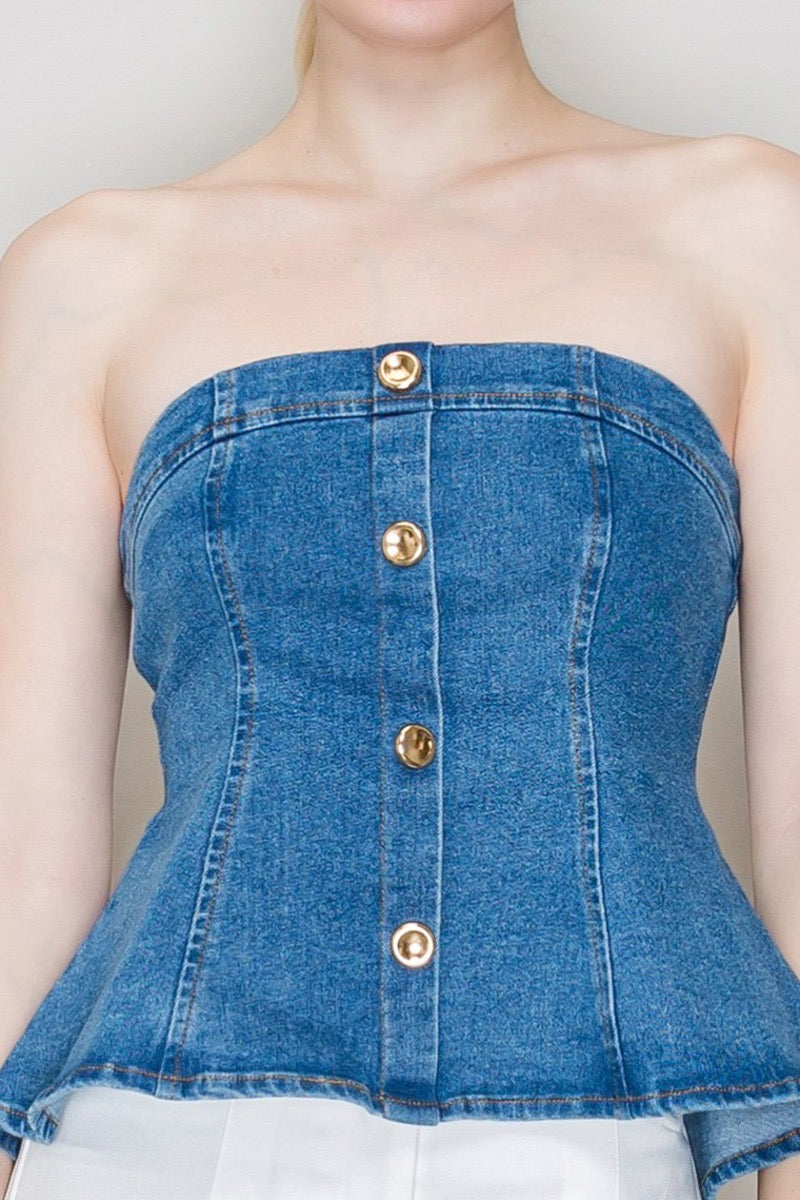 Bustier Denim Peplum Urban Muse