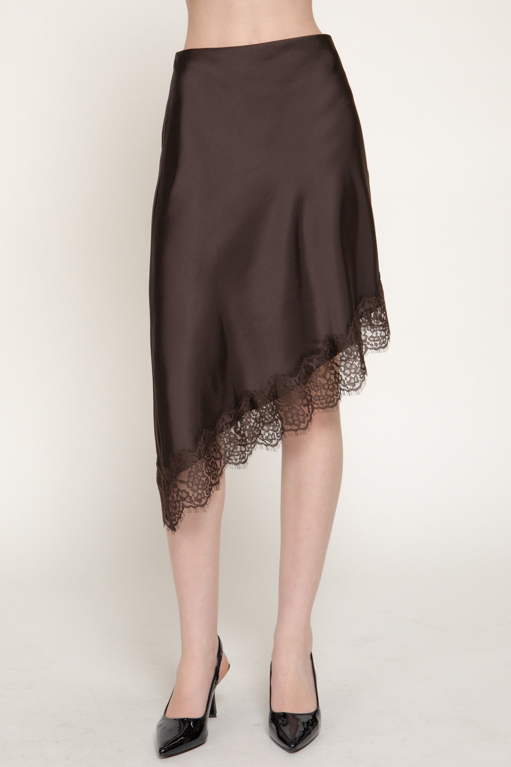 Falda Satin Midi Celeste