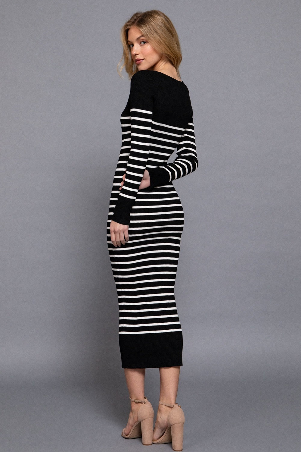 Vestido Knit Rayas Contour