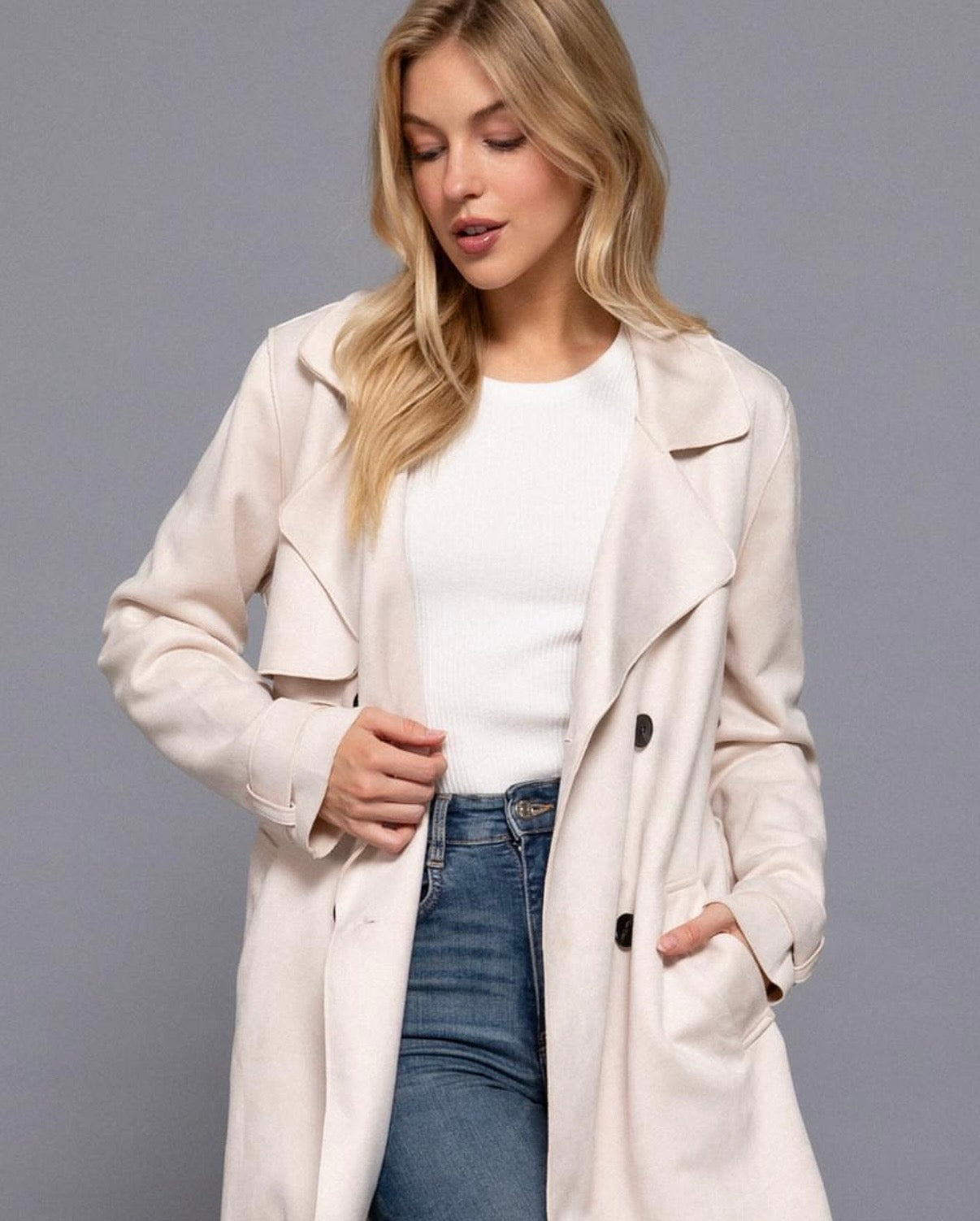 Gabardina Corta Doble Botón